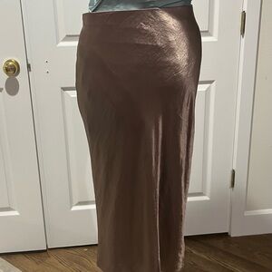 Vince Shimmering Brown Slip Skirt with flare